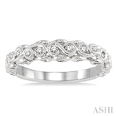 1/6 Ctw Lattice Milgrain Creeper Round Cut Diamond Stack Band in 14K White Gold